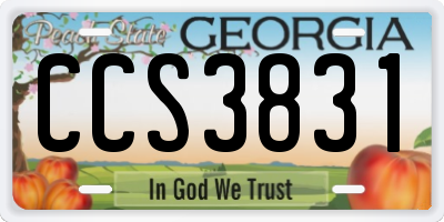 GA license plate CCS3831