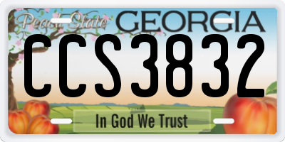 GA license plate CCS3832