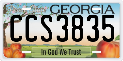 GA license plate CCS3835
