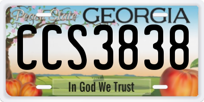 GA license plate CCS3838