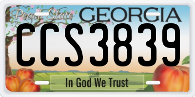 GA license plate CCS3839