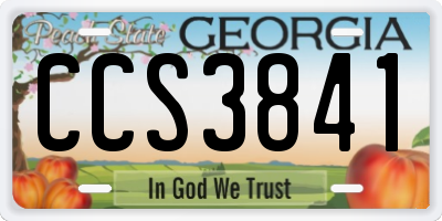 GA license plate CCS3841
