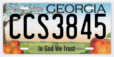 GA license plate CCS3845
