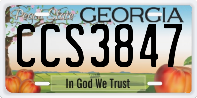 GA license plate CCS3847