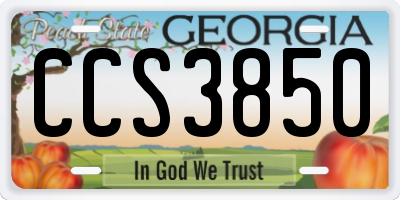 GA license plate CCS3850