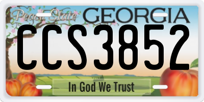 GA license plate CCS3852