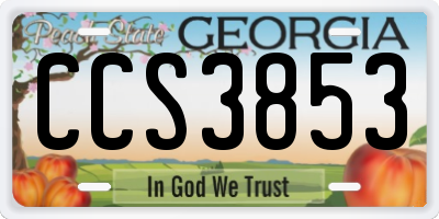 GA license plate CCS3853