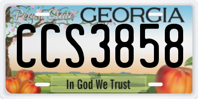 GA license plate CCS3858