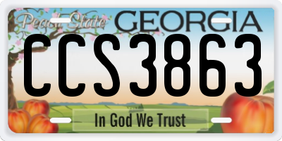 GA license plate CCS3863