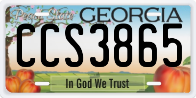 GA license plate CCS3865