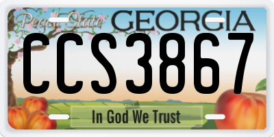 GA license plate CCS3867