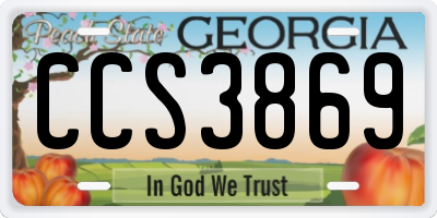 GA license plate CCS3869