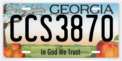 GA license plate CCS3870