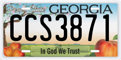 GA license plate CCS3871