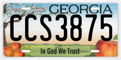GA license plate CCS3875