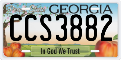 GA license plate CCS3882