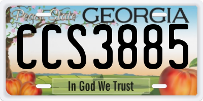 GA license plate CCS3885
