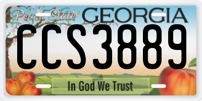 GA license plate CCS3889