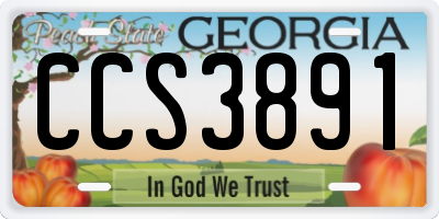 GA license plate CCS3891