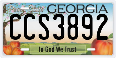 GA license plate CCS3892
