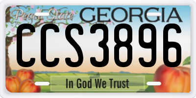 GA license plate CCS3896