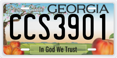 GA license plate CCS3901