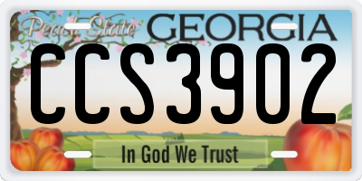 GA license plate CCS3902