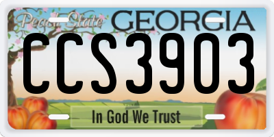GA license plate CCS3903