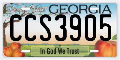 GA license plate CCS3905