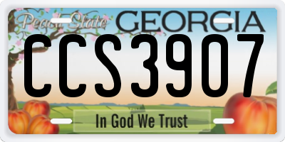 GA license plate CCS3907