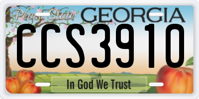 GA license plate CCS3910
