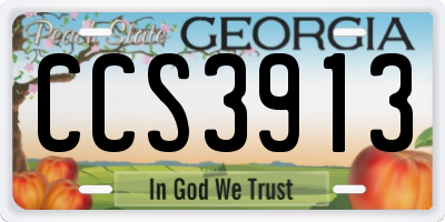 GA license plate CCS3913