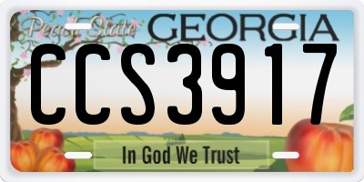 GA license plate CCS3917