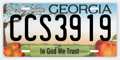 GA license plate CCS3919