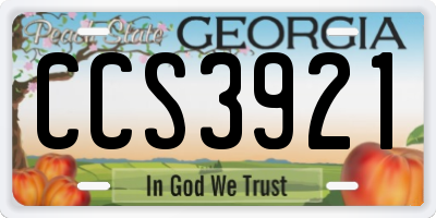 GA license plate CCS3921