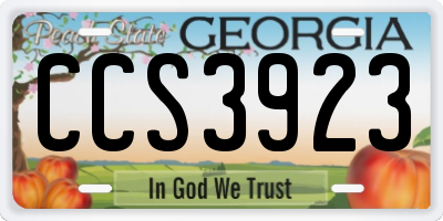 GA license plate CCS3923