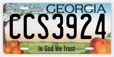 GA license plate CCS3924