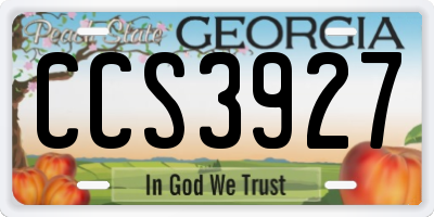 GA license plate CCS3927