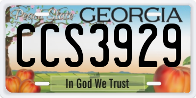 GA license plate CCS3929
