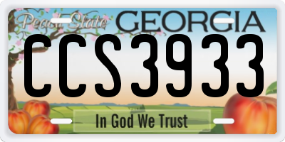 GA license plate CCS3933