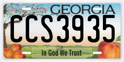 GA license plate CCS3935