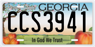 GA license plate CCS3941