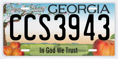 GA license plate CCS3943