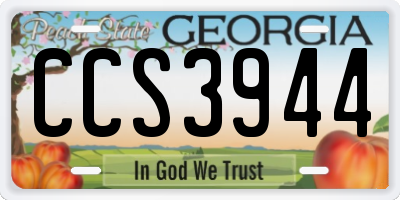 GA license plate CCS3944