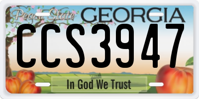 GA license plate CCS3947