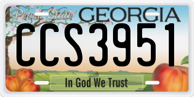 GA license plate CCS3951