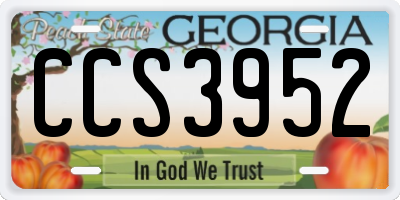GA license plate CCS3952