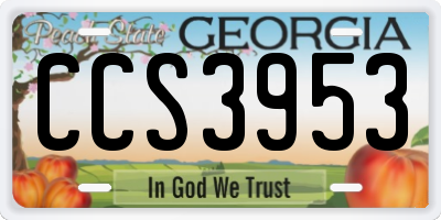 GA license plate CCS3953