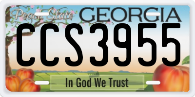 GA license plate CCS3955
