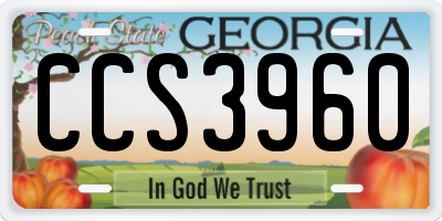 GA license plate CCS3960
